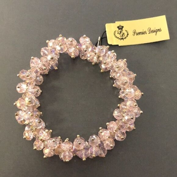 NEW WITH TAGS Premier Designs PINK PETALS STRETCH BRACELET - Picture 1 of 2